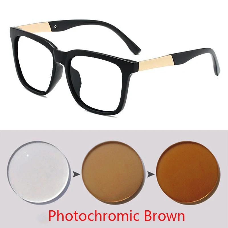 Женские Ретро Квадратные Солнцезащитные Очки с Линзами для Миопии Мужские Поляризационные Металлические Очки-Авиаторы Очки по Рецепту Женские 0 -0.5 -0.75 -1.0 До -6.0