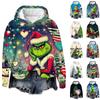 Ladies' Christmas Greentown Print Casual Long Sleeved Hooded Sweatshirt Top