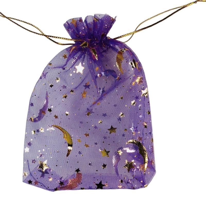 100PCS Stars & Moon Design Organza Sheer Gauze Element Jewelry Bags Tulle Fabric Wedding Gift Bags Sachet OrganzaGift Bag