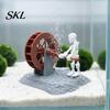 Decorative Skeleton Ornament Waterwheel Decoration for Fish Tank, Spooky Skull Waterproof Aquarium Ornament, Tank Landscaping Accessories Durable