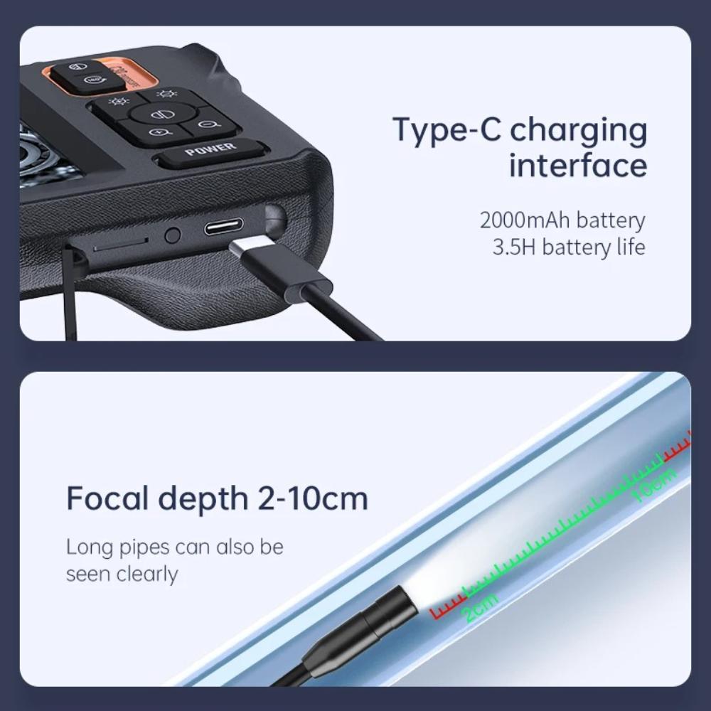 Industrial Endoscope Camera 8mm HD1080P 4.3inch IPS Screen 1080P Pipe Inspection Camera for Car Repair IP67 Waterproof 8 LEDS