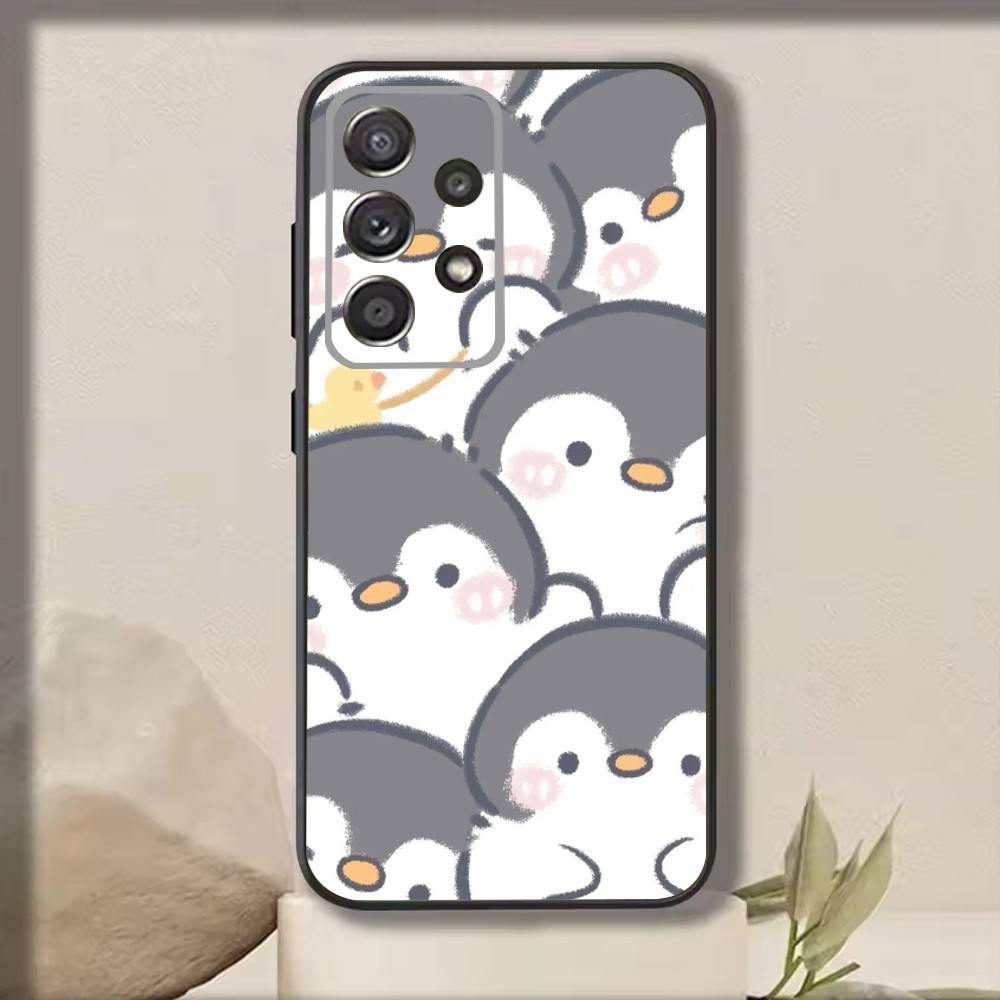C-Cartoon Penguin Phone Case For Samsung S25,S24,S21,S22,S23,S30,Ultra,S20,Plus,Fe,Note,10,9,5G Black Cover