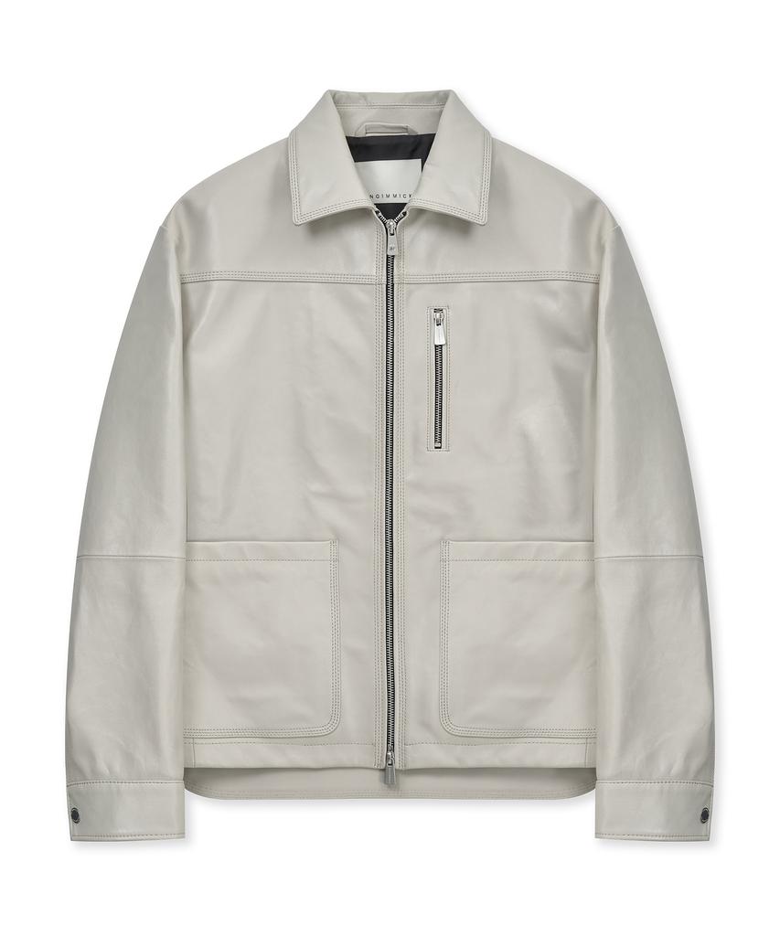 Ungimmick Oil-Waxed Nappa Leather Jacket (Off-White / Lambskin)