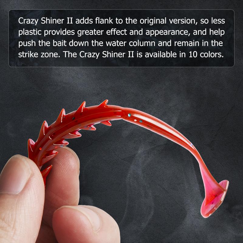 MEREDITH Мягкая приманка Crazy Shiner II 65 мм 80 мм, рыболовная приманка Shad, силиконовые приманки, воблеры с Т-образным хвостом, искусственная приманка для плавания