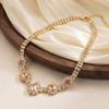 Korean-style cubic zirconia octagonal rose necklace, a luxurious and elegant bracelet with a fashionable, fresh, and sweet design