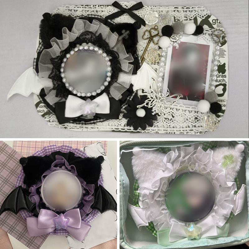 1PC Anime Badge Holder Goods Decoration Bag Accessories ACG Bow Tie Meow Badge Holder Handmade For 58-75mm