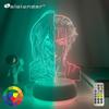 Two Tone Base Anime 3D Gamer Lamp LED Night Light 7/16 Colors Remote Control Home Bedroom Figures Lamps Decorative Gift