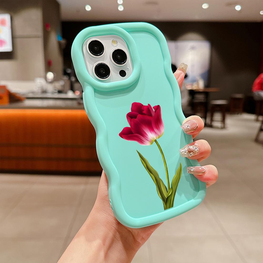 Чехлы для телефонов N93 Peony Macaron Wavy Edge для iPhone 16 Pro Max Samsung S24 Plus S23 Ultra A35 A55 A05s Xiaomi Redmi Note 13 Honor Противоударный чехол