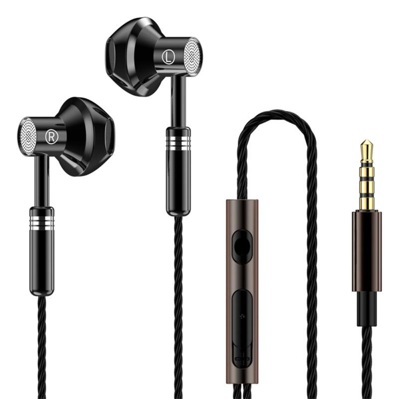 Fashion Wire-controlled Earphone 3.5mm Round Hole Headset Subwoofer Music Gaming Headphone With