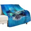 Blue Betta Fish Throw Blanket No Pilling Soft Warm Blanket for Bed