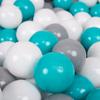 300 Balls 7cm/2.75in Soft Plastic Play Balls for Children Colourful Certified Made In Eu, Grey/white/turquoise