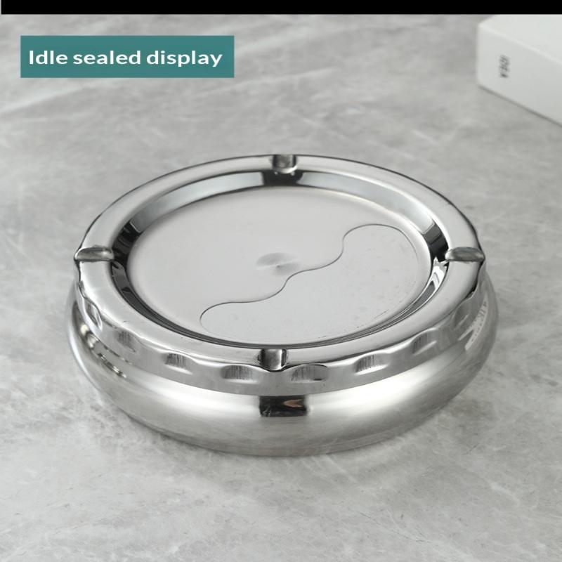 Stainless Steel Ashtray with Windproof Lid Rust Proof Easy to Clean 3 Sizes for Home Outdoor Hiking Travel Use