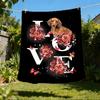 1pc Dachshund Love Floral Print Outdoor Blanket - Lightweight Flannel Throw For Travel, Camping, Gifts For Family Or Friends yy251114256