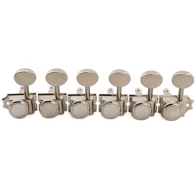 Musiclily Ultra R18T Блокирующие колки с разной высотой штырьков, винтажные Kluson, овальные, никелированные, для электрогитар Fender Squier, 6 в ряд, леворукие, полузакрытые