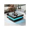 Table Basse Carrée Noire - Style Technologique Moderne Avec Éclairage LED 16 Couleurs, 70x70x36 Cm, Charge Max. 45kg