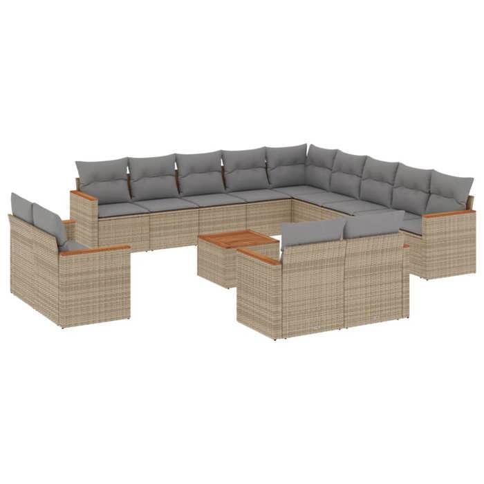 VidaXL Salon de Jardin avec Coussins 14 pcs, Canapés de Terrasse, Ensemble de Meubles de Patio, Mobilier d'Extérieur, 3226535