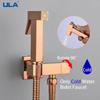 ULA Rose Gold Brass Bidet Faucet Single Cold Water Tap Handheld Bidet Spray Shower Set Toilet Shattaf Sprayer Hygienic Shower