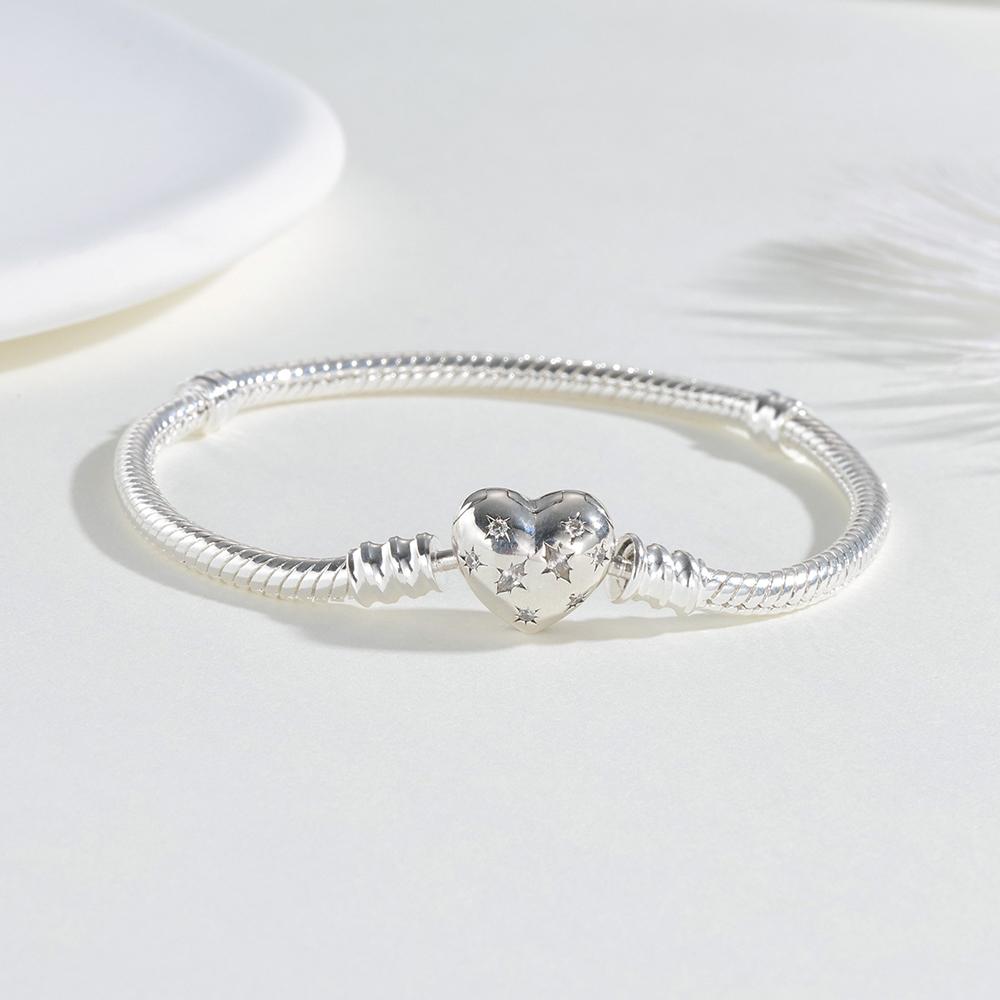 925 Silver Love Bracelet DIY Beading Jewelry Charm Gift For Women Lovers Holiday Present
