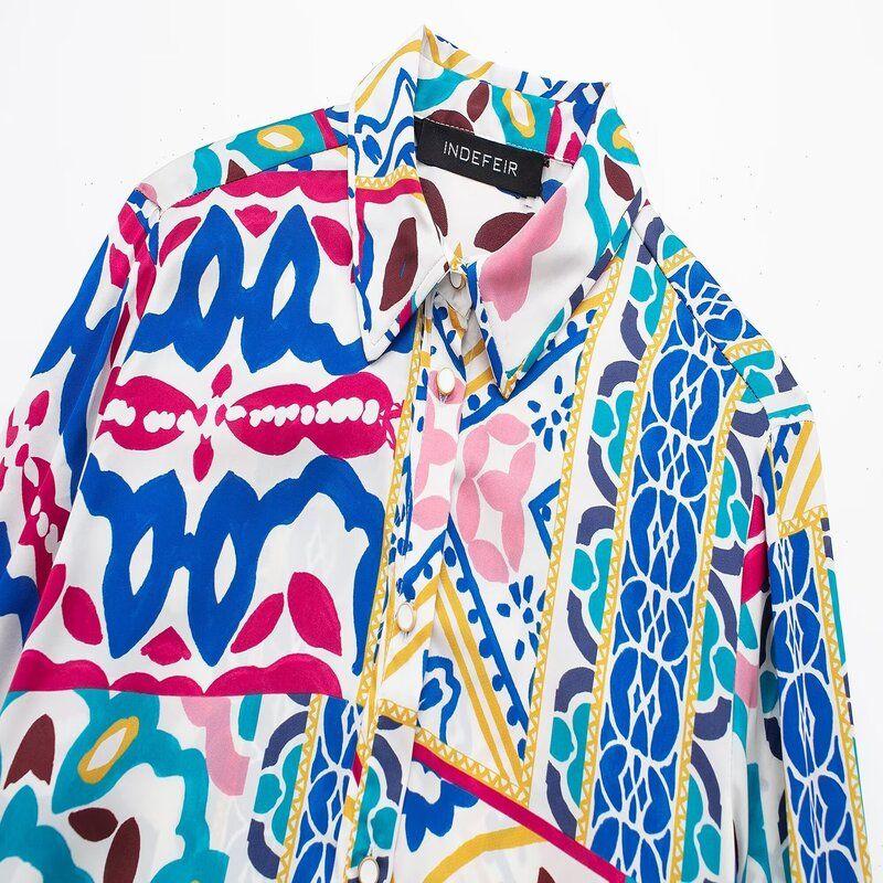 Fashion Style 2024 Spring New Arrival Women's Clothing Temperament Wild Silk Satin Texture Print Shirt 2929166 330