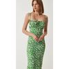 Women's Green Floral Slit Summer Knitted Dress Trend Fashion Summer Season