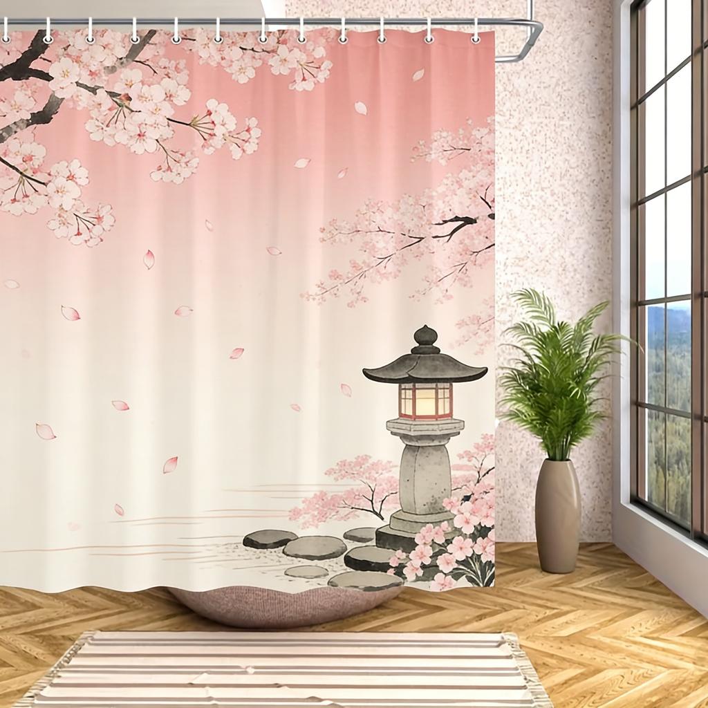 Spiral Galaxy in Deep Space with Asteroids Waterproof Shower Curtain for Cosmic Bathroom Decor