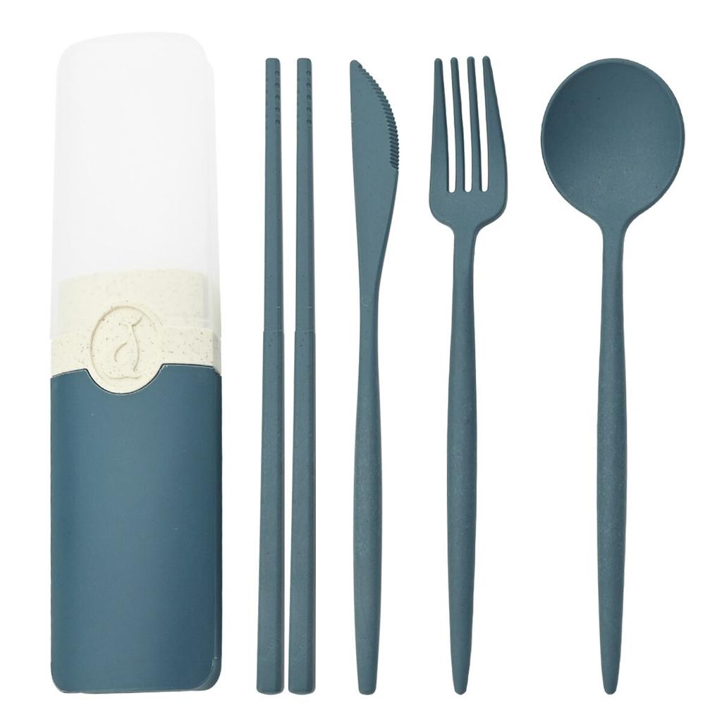 Portable Travel Dinnerware Set Knife Fork Spoon Chopsticks With Cutlery Box Student Office Worker Flatware Set BBQ Party Tableware Set