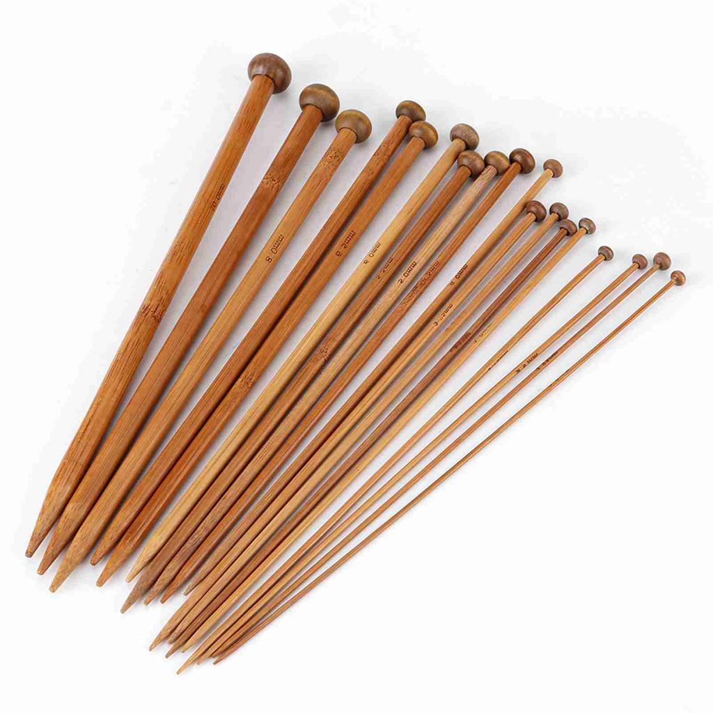 Набор бамбуковых спиц, карбонизированные спицы с одним острием, 18 размеров (от 2 мм до 10 мм)