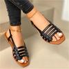 Trendy Hollow Out Roman Sandals 2024 Summer Casual Beach Shoes Square Toe Flat Bottomed Wear-resistant Women's Shoes Slippers