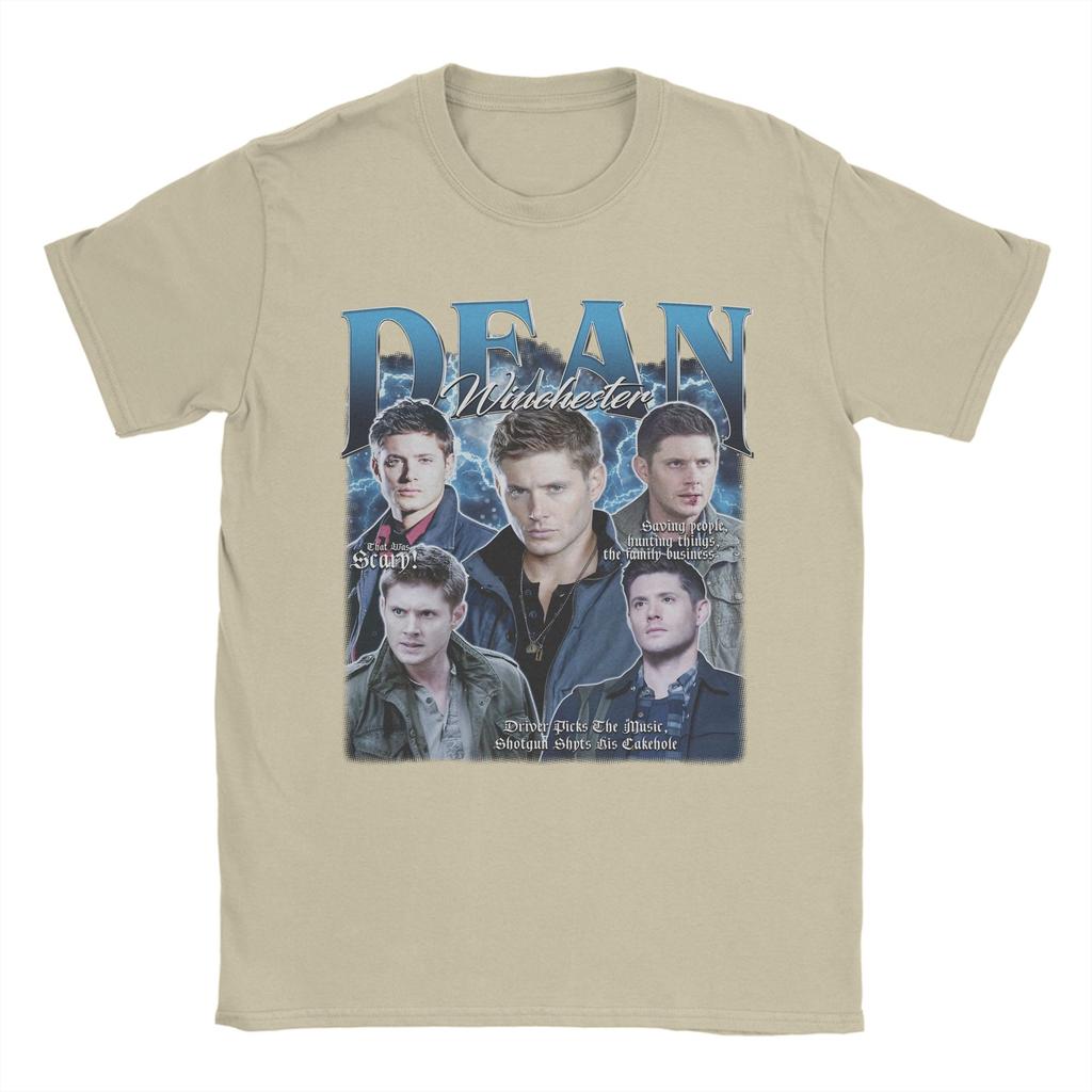 Мужские футболки Dean Winchester Supernatural Хлопковая одежда Повседневные футболки с коротким рукавом и круглым вырезом Идея для подарка Футболка