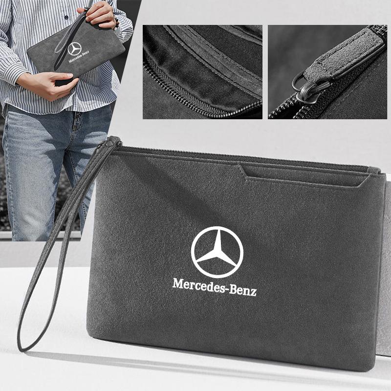 JVC4 Suede Car Driving Document Bag Credit Cards Storage Bag ID Cover For Mercedes Benz W204 W205 W212 W213 W221 GLA GLC CLK GLA AMG