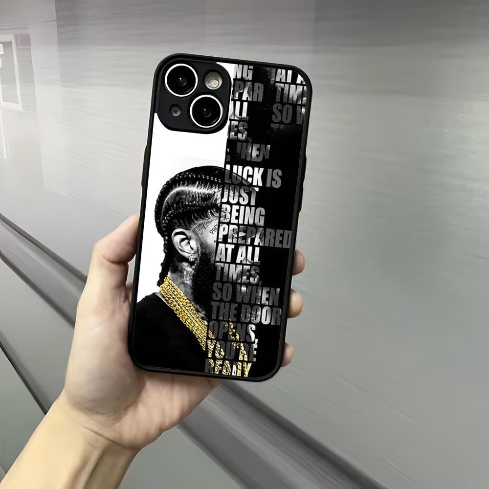 Чехол для телефона рэпера Нипси Хасла Для iPhone 17 16 15 14 13 12 Pro Max Xr Air Plus Ощущение кожи Черная жесткая оболочка