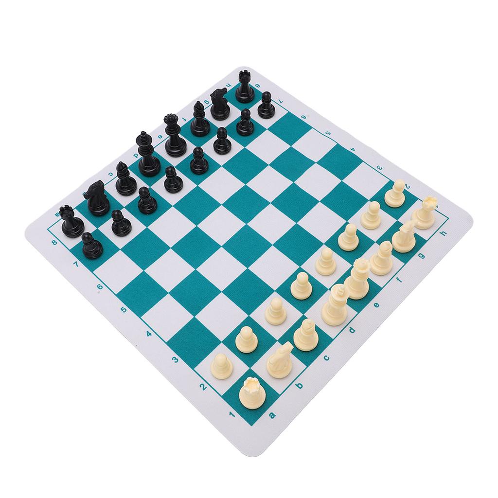 Шахматный набор Пластиковые фигуры Коврик для мыши Настольные игры Шахматная доска из ПУ кожи Дорожный Собрание Детская игрушка