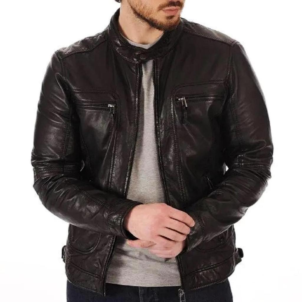 NOORA Мужская черная куртка из натуральной кожи