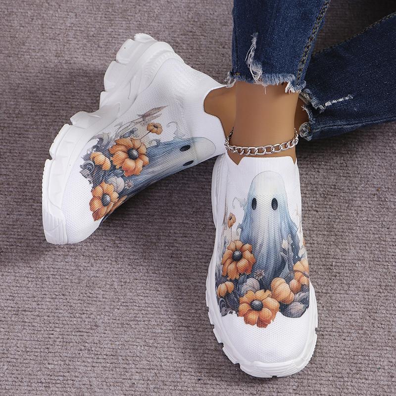 Высококачественные кроссовки с цветочным принтом, женские, больших размеров, дышащие, на платформе, женские, с толстой подошвой, вулканизированные туфли