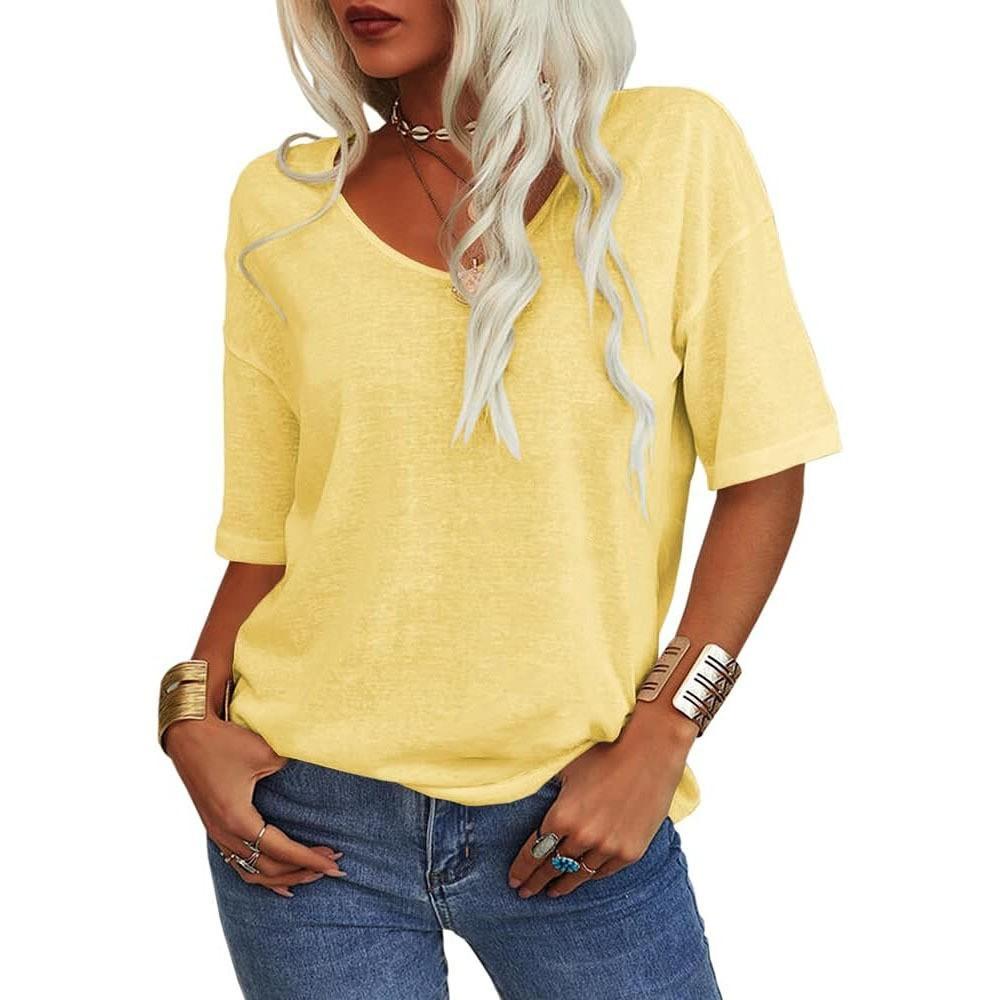 2026 Summer New Women's Short-Sleeve V-Neck T-Shirt Top