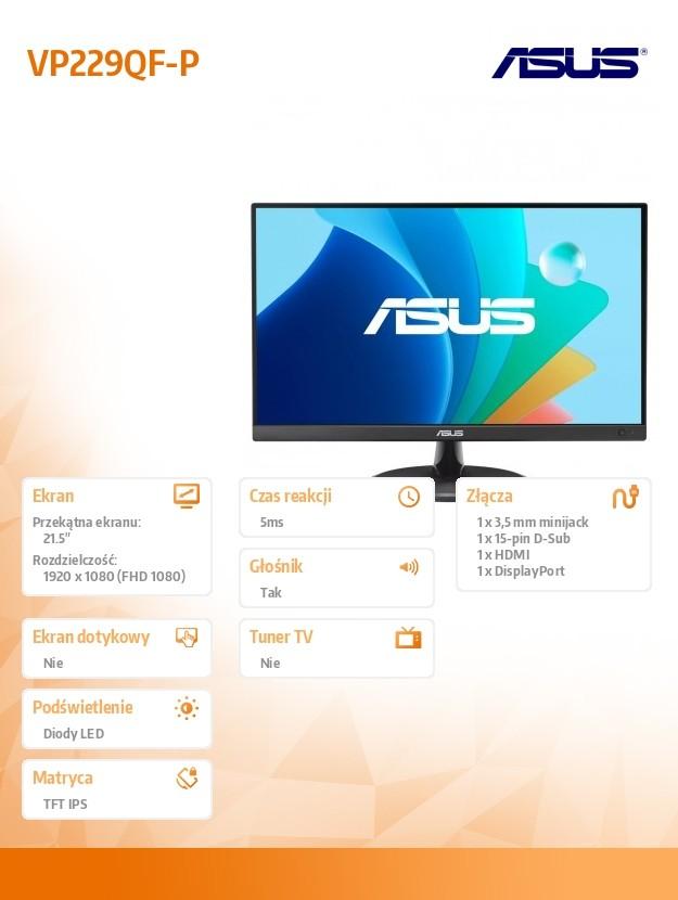 Monitor 21.5 inches VP229QF-P IPS FHD DP HDMI 100Hz