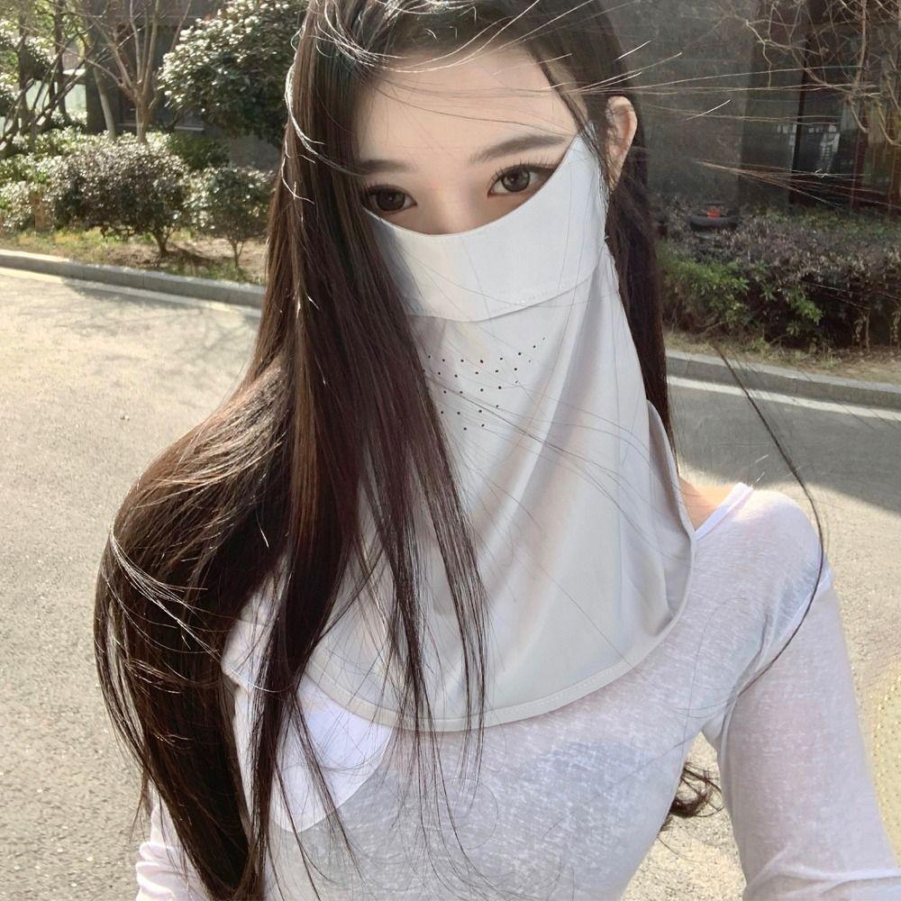 Anti UV Face Sunscreen Veil UPF 50+ Neck Wrap Cover Thin Ice Silk Face Cover  for Male Female