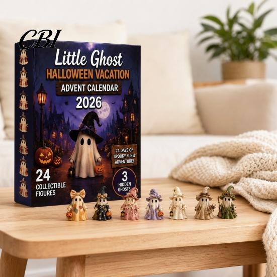 Halloween Themed Calendar Advent Calendar, 24 Days Ghost Countdown with Holiday Decoration Collectible Figures, Gifts for Kids Boys Girls Toddlers