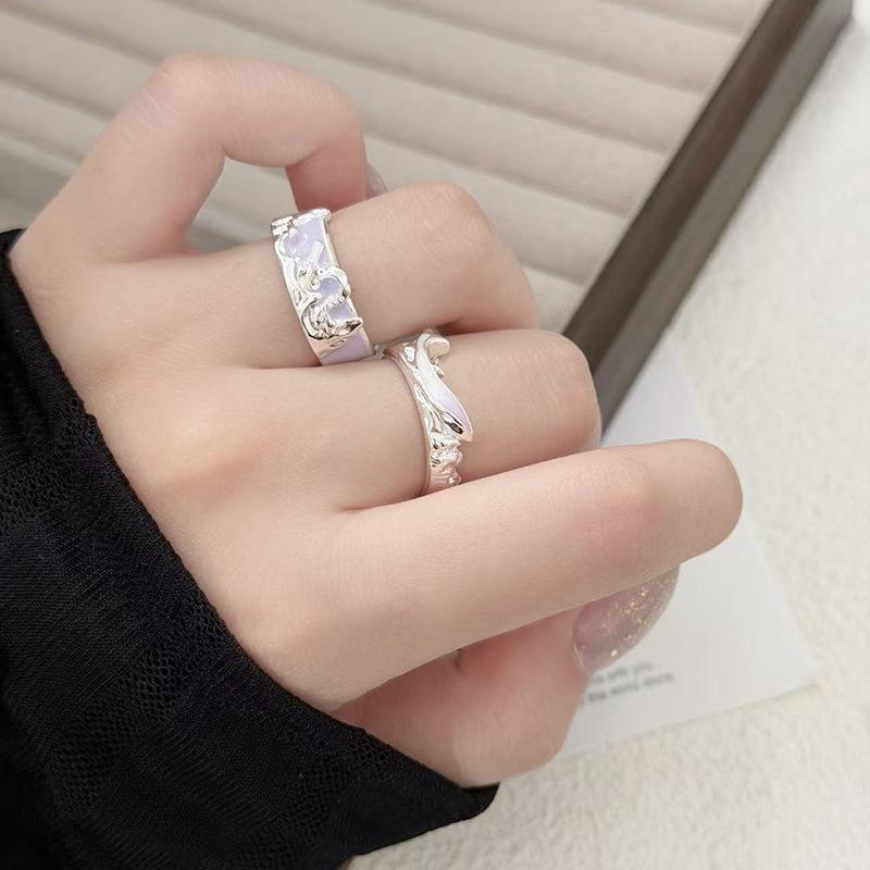 Atlantis Whale Enamel Gradual Change Opening Ring Niche High Sense Cold Wind Couple Ring Woman