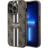 Чехол для iPhone 15 Pro Guess MagSafe с принтом в полоску, коричневый