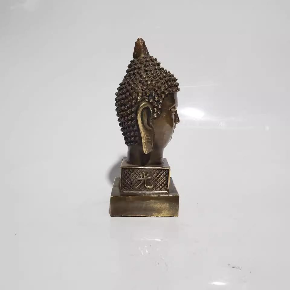 Old Tibet Buddhism Bronze Shakyamuni Sakyamuni Amitabha Buddha Head Statue