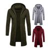 Sleeve Male Jacket Autumn Winter Hooded Long Windproof Solid Color Pockets Cardigan Jacket Outerwear
