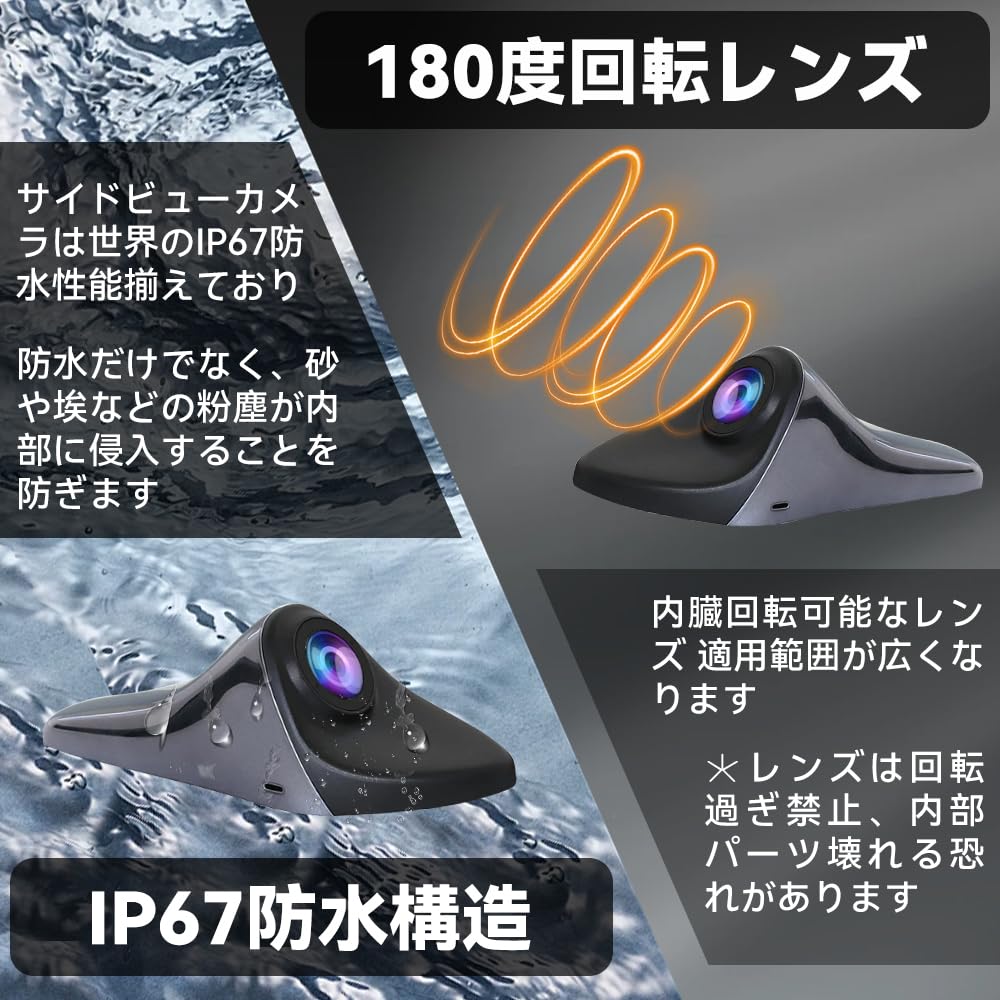 ULOPOP Touch Screen Side Camera Monitor Set Side View Dash Cam Inch Monitor Camera System with Recording Function Simultaneous Recording 720P 2 Split