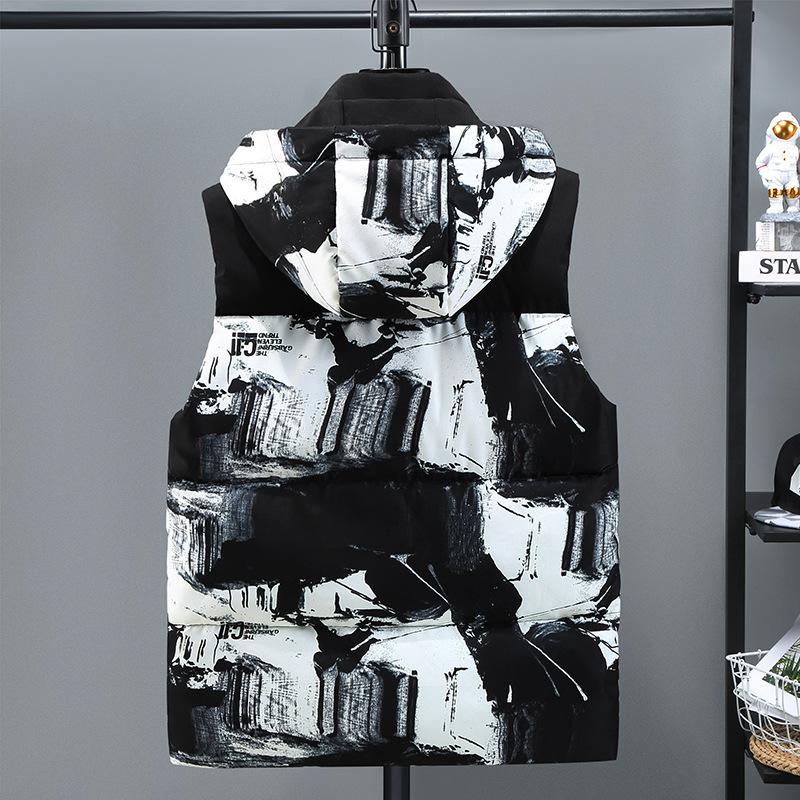 Down Cotton Waistcoat Men's Autumn and Winter Jacket Trend Thickened Vest Waistcoat Outer Wear Large Size Cotton Waistcoat