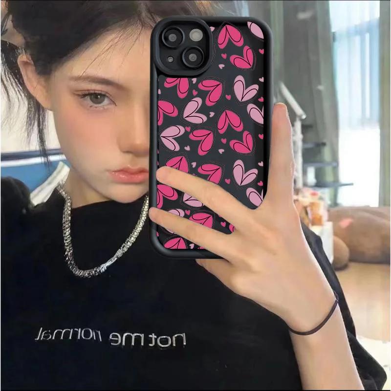 Розовый чехол для телефона в форме сердца из мягкого силикона для iPhone 17 16 15 14 13 12 11 Pro Max 16e X XR 7 8 Plus Ударопрочная задняя крышка