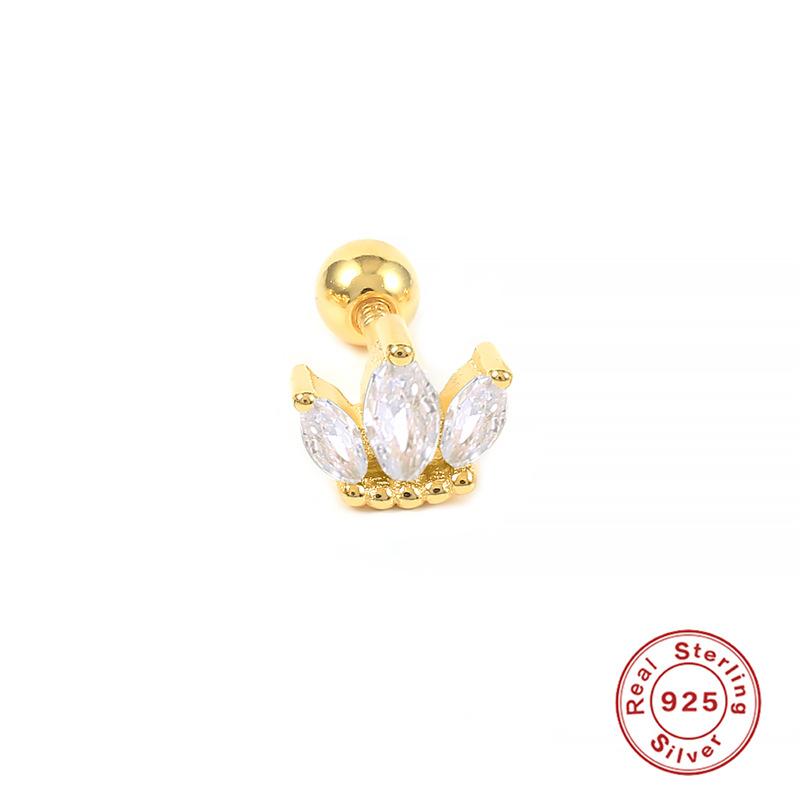 Пирсинг S925 Стерлинговое Серебро Штанга для Пирсинга Кости Уха Серьга-Гвоздик Серьга-Гвоздик Циркон Украшение для Тела Серьга для Уха Цветок Снежинка Серьга-Гвоздик