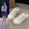 Мода 2024 Новые кроссовки Женское поступление Женская повседневная обувь Шнуровка Толстая подошва Тапочки Женские однотонные парусиновые туфли