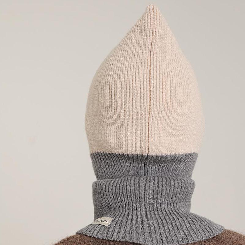 1Pc Scarf Baraklafa Hat Wool Winter Knitted Warm Polyester Ear Protection Splicing Cap