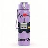 1PC Game On Retro Gamepad Controller Print 750ml Color Plastic Sports Water Bottle Leakproof Flip Straw Lid Suitable for Sports Office Home Use