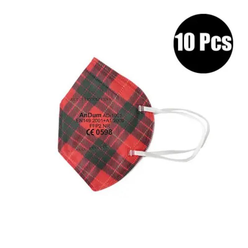 10pcs FFP2 Folding Disposable Color Dust Mask Respirator 5-Layer Filter Football For Polishing Daily Haze Safety Protection